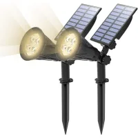 Focos Solares Led – Paquete De 2, Impermeables, Iluminación Exterior Para Árboles, Vallas, Patios, Fiestas, Luz Blanca Neutra De 4000 K
