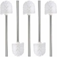 Juego De 5 Piezas De Repuesto Para Inodoro/baño, Cabezal De Cepillo De Limpieza, Mango De Acero Inoxidable Y Cabezal De Plástico, Blanco, 37,5 Cm