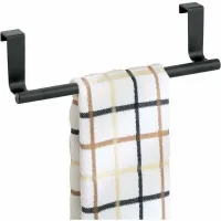 Toallero, Gancho Para Colgar Paños De Cocina Sobre Un Armario, Ideal Para La Cocina, El Baño O El Garaje. Ancho: 23 Cm. Color: Negro Mate.