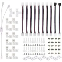 Accesorios Para Tiras Led (conector, Controlador, Amplificador) Kit De Conectores Para Tiras Led 5050 De 4 Pines El Kit De Conectores Para Tiras Led Rgb De 10 Mm Contiene 8 Tipos Diferentes De Conecto