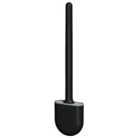 1 Cepillo De Inodoro De Silicona Negro, Cepillo De Inodoro Con Soporte, Cerdas Suaves Y Mango Antideslizante, Cepillo De Inodoro De Silicona De Limpieza Rápida, Cepillo De Inodoro Colgante