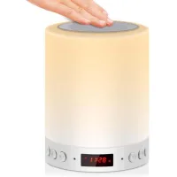 Lámpara De Mesita De Noche Portátil Recargable Con Pantalla Táctil 5 En 1, Luz Nocturna Led, Lámpara De Mesa Infantil, Altavoz Bluetooth, Radio Usb, Reloj Despertador Digital, Multicolor, Regalo Para