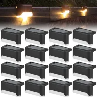 Juego De 16 Luces Solares Para Exteriores, Luces Solares Para Jardín, Luz Blanca Cálida, Impermeables, Decoración Para Escaleras Y Vallas.