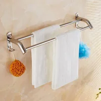 Toallero Cromado Shining House, Toallero De Acero Inoxidable, Toallero De Baño, Toallero De Pared Con Ganchos, 60 Cm