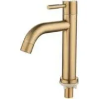Grifo Monomando De Latón Para Lavabo De Un Solo Orificio Con Acabado En Oro Cepillado.