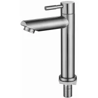 Grifo De Lavabo De Agua Fría, Robusto Acabado En Cobre-cromo, Cartucho Cerámico, Aireador Extraíble Para Facilitar La Limpieza O Sustitución.