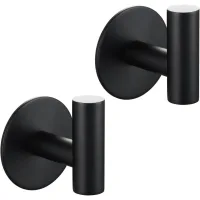 2 Ganchos De Pared Autoadhesivos De Acero Inoxidable Para Armario Y Toallero En El Baño, Color Negro Zvd
