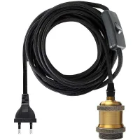 Casquillo E27 Con Interruptor, Cable Textil De 1,2 Metros De Largo Para Portalámparas/lámpara Colgante Edison Retro/lámpara Creativa, Adaptador De Lámpara De Latón Vintage