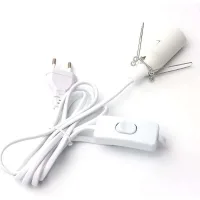 Cable Para Lámpara De Sal Con Interruptor – E14 – 1,8 M – Portalámparas De Sal, Blanco