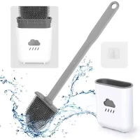 Cepillo Para Inodoro, Cepillo De Silicona Para Inodoro, Cepillo De Pared Para Inodoro, Cepillo De Silicona Para Inodoro Con Soporte De Secado Rápido Para Una Limpieza A Fondo, Inodoro De Baño – Gris