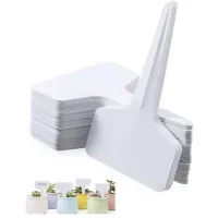 50 Etiquetas Para Plantas, Etiquetas Para Plántulas, 50 Etiquetas En Forma De T Para Huerto (6 X 10 Cm), Etiquetas Impermeables Y Reutilizables Para Macetas Y Accesorios De Jardinería. (blanco, 50 Uni