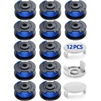 15 Bobinas De Hilo Para Desbrozadora, Aptas Para Desbrozadoras De 18 V, 24 V Y 40 V (12 Bobinas De Hilo, 3 Fundas).