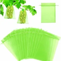60 Bolsas Protectoras Para Fruta, 30x30cm, Bolsas Protectoras Para Uvas, Bolsas De Organza Para Jardín (verde Húmedo)