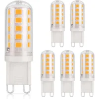 Bombilla Led G9 De 3w Y 430lm, Equivalente A Una Bombilla Halógena De 40w, Luz Blanca Cálida De 3000k, 220-240v, Cri 85, Base Cerámica De Bajo Consumo, No Regulable, Base G9 Estándar, Paquete De 6 Uni