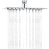 Cabezal De Ducha De Acero Inoxidable, Cuadrado De 20 Cm, Conexión Universal Para Manguera De Lluvia De 1/2", Giratorio 360°.