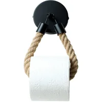 Gancho Negro Lacado Mate Hecho De Cuerda De Cáñamo, Portarrollos De Papel Higiénico Para Cocina Y Dormitorio, Para Colgar En La Pared.