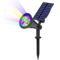 Luces Solares Led, 2 Focos Solares, 7 Opciones De Color, Inalámbricas, Resistentes Al Agua Ip65, Iluminación Para Jardín, Ángulo Ajustable De 180°, Focos Solares Para Exteriores, Adecuados Para Jardin