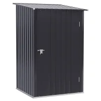 Dark Gray Metal Garden Tool Shed, 1x1m Galvanized Steel