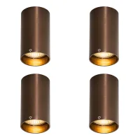 Qazqa Juego De 4 Focos Modernos De Bronce Oscuro 5,5 Cm - Tuba
