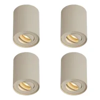 Qazqa Juego De 4 Focos De Superficie Modernos Beige Gu10 50mm