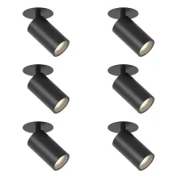 Qazqa Set De 6 Focos Empotrables Modernos Negros Gu10 50mm Ip44 -
