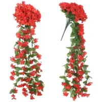 Guirnalda De Flores Artificiales, Flores Colgantes De Hiedra Surfinia Cascade - Rojo