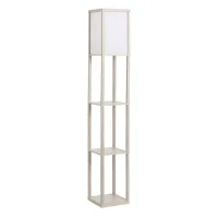 Floor Lamp With Shelves - Oak And White, E27 40w, 160cm