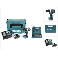 Makita Dhp 484 Rf1j Taladro Combinado A Batería 18v En Makpac 2 + 1x Batería Bl1830 3,0 Ah + Cargador Dc18rc + Juego De Brocas Y Puntas B-53811 De 100 Accesorios