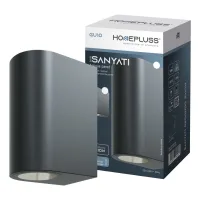 Aplique Pared Serie Sanyati Redondo 2 Luces Gu10 Máx. 10w Ip54 Negro