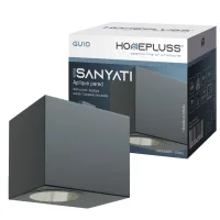 Aplique Pared Serie Sanyati Cuadrado 1 Luz Gu10 Máx. 10w Ip54 Negro
