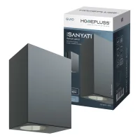 Aplique Pared Serie Sanyati Cuadrado 2 Luces Gu10 Máx. 10w Ip54 Negro