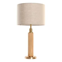 Lampara Sobremesa Laton Marmol 36x36x50 Beige