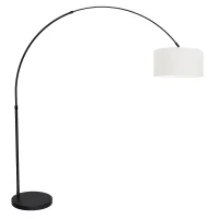 Lámpara De Pie - Negro - Flair - Metal Textil - Lámpara De Arco -