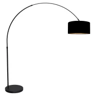Lámpara De Pie - Negro - Flair - Metal Textil - Lámpara De Arco -