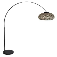 Lámpara De Pie - Negro - Flair - Bambú Metal - Lámpara De Arco -