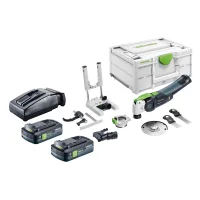 Festool Osc 18 E-basic-set: Oscilador A Batería De 18 V Starlock Max Brushless + 2 Baterías De 4,0 Ah + Cargador + Juego De 7 Accesorios + Systainer