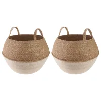 Maceta Con Asas 2 Uds. Blanco Ø 45 X 36 Cm 100% Hierba Marina Vidaxl