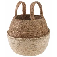 Maceta Con Asas Blanco Ø 22 X 20 Cm 100% Hierba Marina Vidaxl
