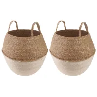 Maceta Con Asas 2 Uds. Blanco Ø 32 X 32 Cm 100% Hierba Marina Vidaxl