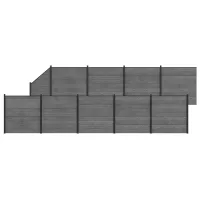 Conjunto De Valla 10 Uds. 1657 X 186 Cm Wpc Y Aluminio Gris Vidaxl