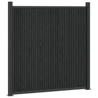 Panel De Valla Wpc Y Aluminio Negro Vidaxl