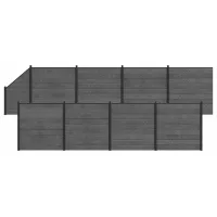 Conjunto De Valla 9 Uds. 1484 X 186 Cm Wpc Y Aluminio Gris Vidaxl