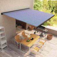 Toldo De Carrete Motorizado Azul Y Blanco 400x300 Cm Vidaxl