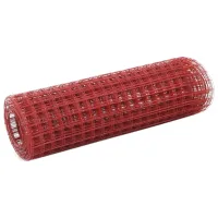 Alambrada De Gallinero Acero Revestimiento Pvc Rojo 25x0,5 M Vidaxl