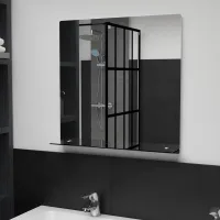 Espejo De Pared Con Estante De Vidrio Templado 60x60 Cm Vidaxl