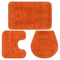 Conjunto De Alfombrillas De Baño De Tela 3 Piezas Naranja Vidaxl