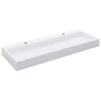 Lavabo 120x46x11 Cm Resina Mineral/mármol Blanco Vidaxl