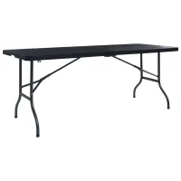 Vidaxl - Mesa De Jardín Plegable Imitación Ratán Hdpe Negro 180x75x72 Cm