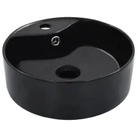 Lavabo Con Rebosadero 36x13 Cm Cerámica Negro Vidaxl