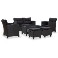 Vidaxl - Set De Sofás De Jardín 6 Piezas Y Cojines Ratán Sintético Negro